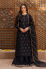 Embroidered lawn cotton  Black