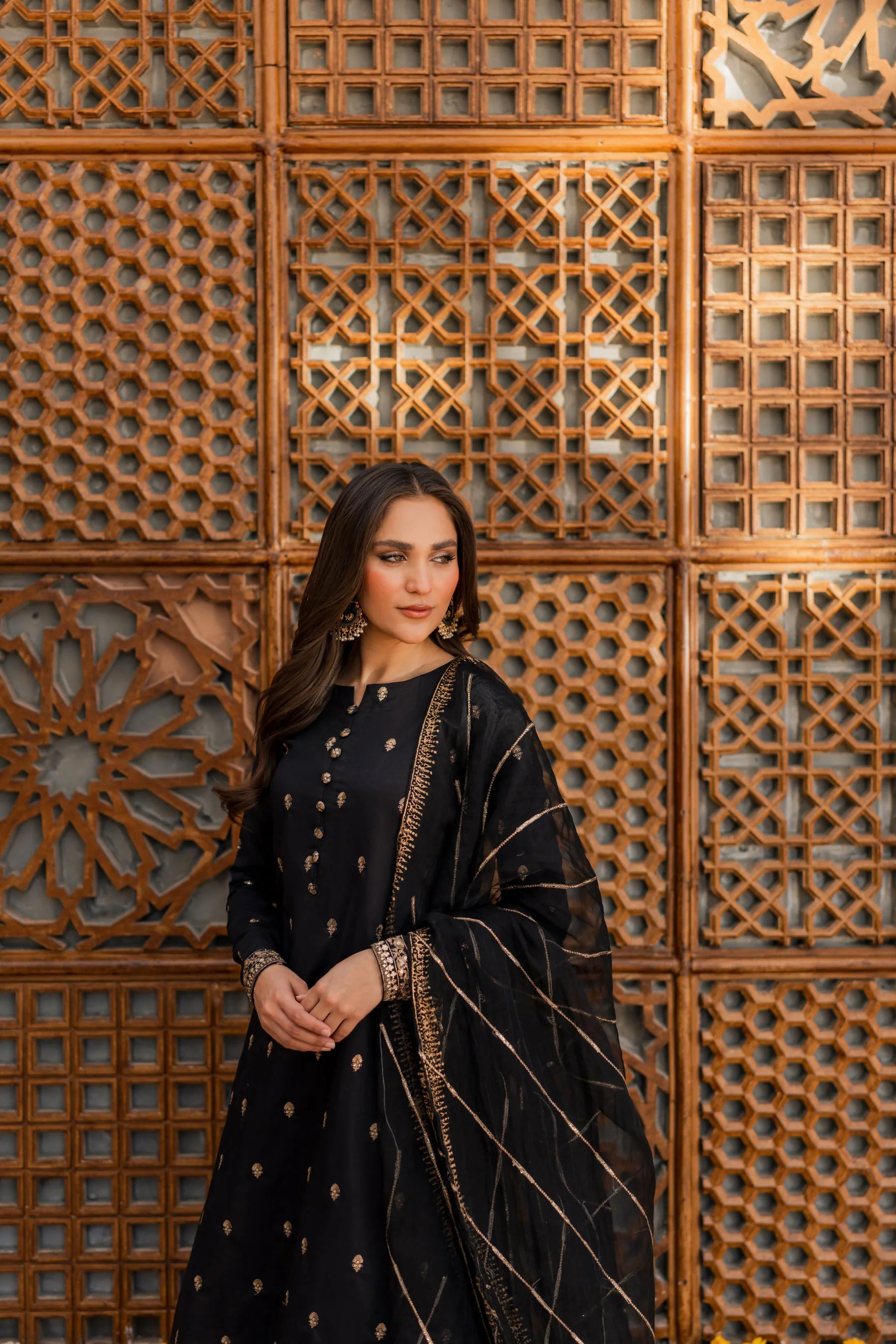 Embroidered lawn cotton  Black