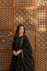 Embroidered lawn cotton  Black
