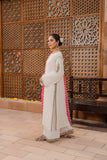 Embroidered cotton silk White and Pink