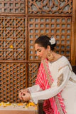 Embroidered cotton silk White and Pink