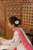 Embroidered cotton silk White and Pink